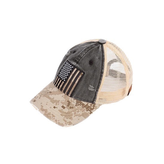 Beige US Flag Ponytail Baseball Cap, comfy vintage cap great for a bad hair day, pull your bun or ponytail thru the back opening, great for keeping your hair away from face while exercising, running, playing sports or just taking a walk. Perfect Birthday Gift, Mother's Day Gift, Anniversary Gift, Thank you Gift, Graduation