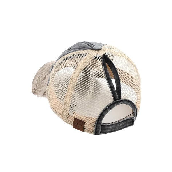 Beige US Flag Ponytail Baseball Cap, comfy vintage cap great for a bad hair day, pull your bun or ponytail thru the back opening, great for keeping your hair away from face while exercising, running, playing sports or just taking a walk. Perfect Birthday Gift, Mother's Day Gift, Anniversary Gift, Thank you Gift, Graduation