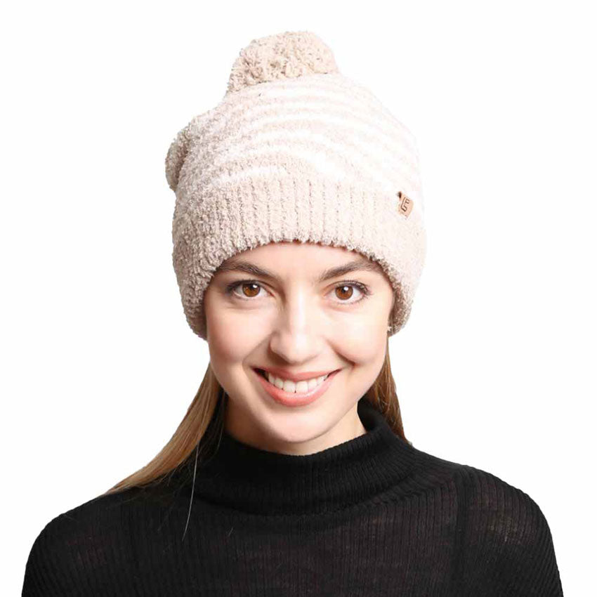 Beige Zebra Lined Pom Pom Beanie. These awesome trendy women’s Beanie With Faux Fur Pom are Warm, durable and comfortable. This will be your go-to beanie this fall and winter season. These zebra themed beannie has classic style that allows you to enhance your outfit, no matter your wardrobe. Accessorize the fun way with this faux fur pom pom hat, Awesome winter gift accessory! Perfect Gift Birthday, Christmas, Stocking Stuffer, Secret Santa, Holiday, Anniversary, Valentine's Day, Loved One.