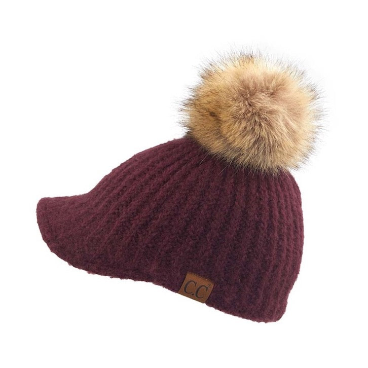 Berry C.C Cable Knitted Brim Beanie Natural Faux Fur Pom Pom Warm Winter Hat; reach for this classic toasty hat to keep you nice and warm in the chilly winter weather, the wintry touch finish to your outfit. Perfect Gift Birthday, Christmas, Holiday, Anniversary, Stocking Stuffer, Secret Santa, Valentines Day, Loved One, BFF