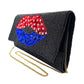 Black American USA Flag Lips Seed Beaded Clutch Crossbody Bag. This high quality Crossbody Bag is both unique and stylish. perfect for money, credit cards, keys or coins and many more things, light and gorgeous. perfectly lightweight to carry around all day. Look like the ultimate fashionista carrying this trendy  Crossbody Bag!