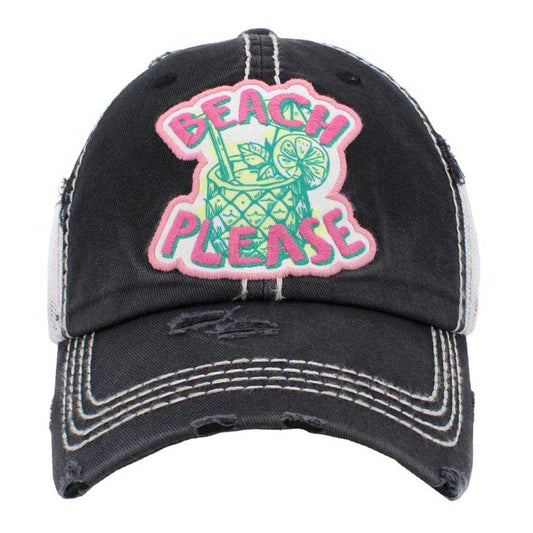 Black Beach Please Message Mesh Back Vintage Baseball Cap, it is an adorable baseball cap that has a vintage look, giving it that lovely appearance. Adjustable snapback closure tab with a mesh back and a pre-curved bill. Fun cool vintage cap perfect for those who love the sea. Perfect for walking in the sun or rain. No matter where you go on the beach or summer party it will keep you cool and comfortable.