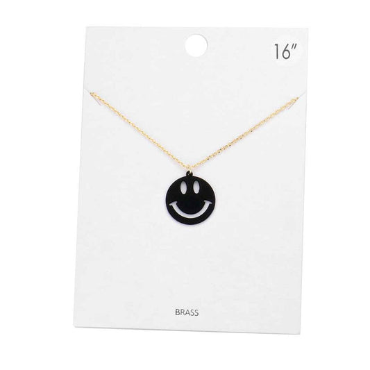 Black Brass Metal Smile Pendant Necklace,  Get ready with these Pendant Necklace, put on a pop of color to complete your ensemble. Perfect for adding just the right amount of shimmer & shine and a touch of class to special events. Perfect Birthday Gift, Anniversary Gift, Mother's Day Gift or any special occasion.