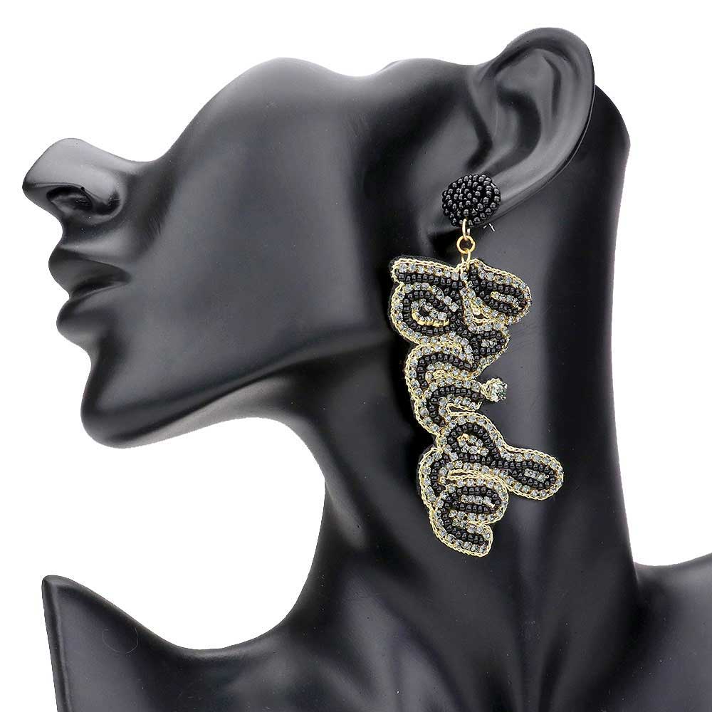 Black Bride Felt Back Rhinestone Beaded Message Dangle Earrings, This rhinestone earrings adds a sophisticated & stylish glow to your outfit. Perfect for bridal showers, bachelorette parties, engagement day, engagement parties, rehearsal dinner, gift for soon to be brides and bring them along for the honeymoon! 