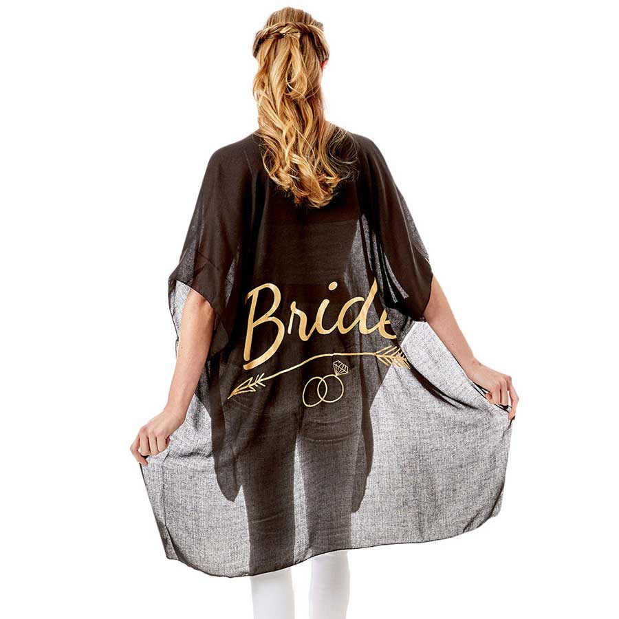 Black Bride Solid Lettering Cover Up Poncho, The Bride Cover Up Beach Poolside chic is made easy with this lightweight cover-up featuring tonal line, relaxed silhouette, look perfectly breezy and laid-back as you head to the beach. Also an accessory easy to pair with so many tops! Perfect Gift for Wife, Holiday, Anniversary, Fun Night Out.  