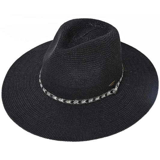 Black C.C Rhinestone Bugle Bead Trim Panama Hat, get ready with this rhinestone panama hat to receive the best compliments on any special occasion. It looks so pretty, bright, and elegant on any special occasion. These panama hats are perfect for parties, Weddings, Evenings, bridal parties, and any other special occasion.