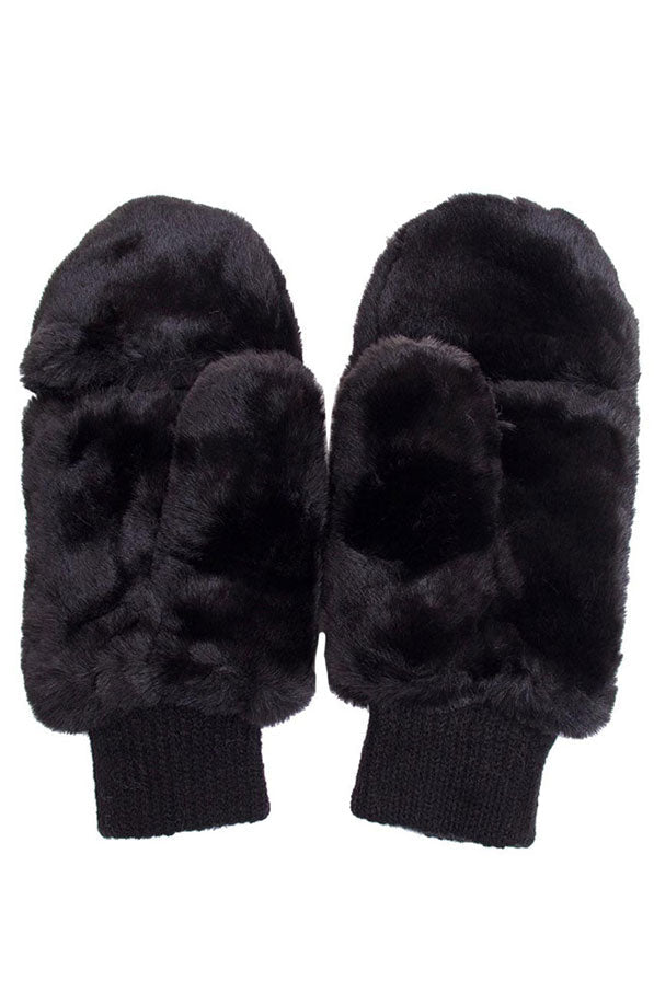 Black CC Faux Fur Mittens With Shepherd Lining, are a smart, eye-catching, and attractive addition to your outfit. These trendy gloves keep you absolutely warm and toasty in the winter and cold weather outside. Accessorize the fun way with these gloves. It's the autumnal touch you need to finish your outfit in style. A pair of these gloves will be a nice gift for your family, friends, anyone you love, and even yourself.