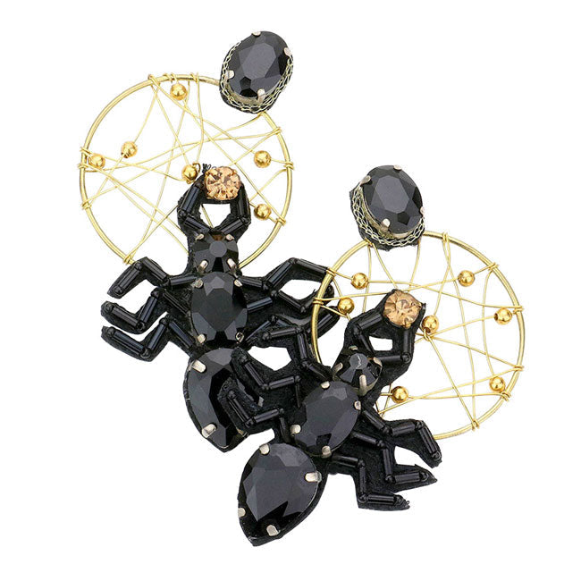 Black Cobweb Multi Stone Spider Earrings. Share the spirit of Halloween with extra cute Spider multi stone Earrings. These earrings are just the thing you need to complete your Halloween costume! Let the spooky season begin! Happy Halloween! Perfect for Valentine’s Day, bachelorette party, Beach Party, Vacation Earrings, Party Earrings, Party Favors to glam up your party outfit.