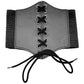Black Corset Stretch Belt, Easy and comfortable to wear or take off. Adjustable belt band fits waistline. Corset lacing style in the front, snap button closure to lock the belt with a high stretchy elastic band. High-quality material which makes it comfortable and durable. Classical & Elegant design, simple but stylish, all-match wide waist belt. Retro-designed belts, transform your clothing look in seconds.