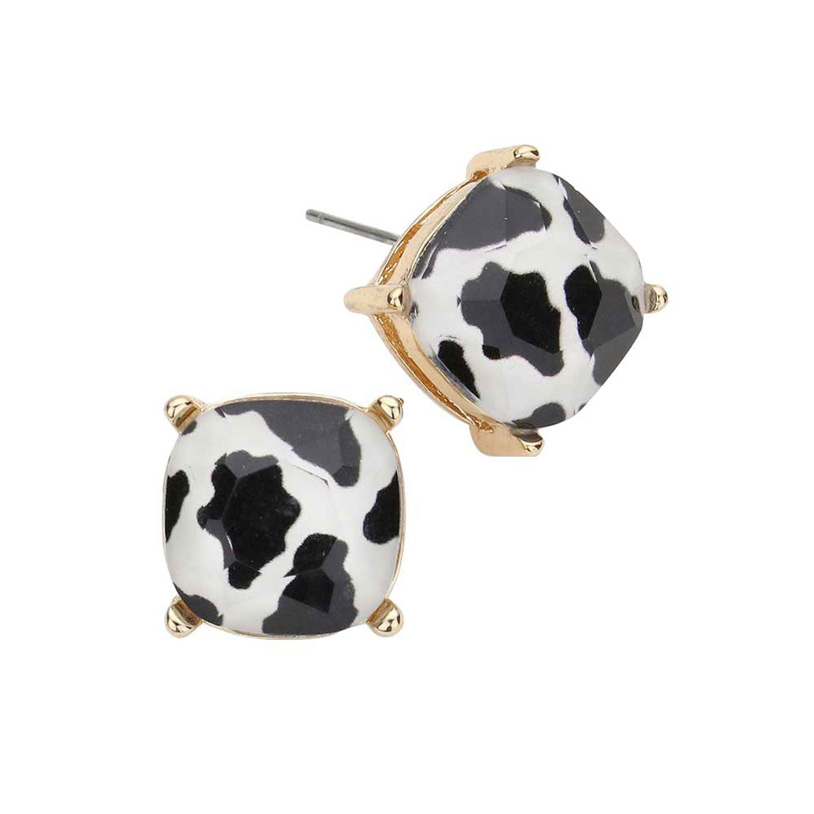 Black Cow Pattern Square Stud Earrings, classic print earrings, these colors will pair well with all your wardrobe. Fun & trendy, these stud earrings will accent your look. Lightweight and comfortable for wearing all day long. Perfect Birthday Gift, Valentine's Day Gift, Anniversary Gift, Mother's Day Gift, Thank you Gift. 