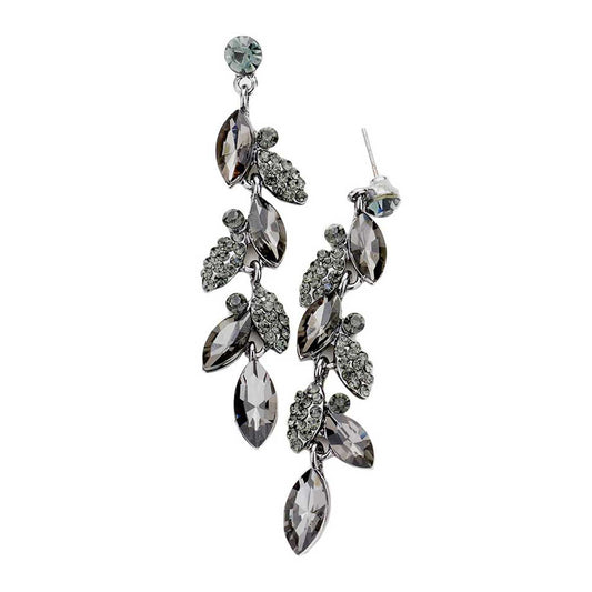 Black Diamond Crystal Marquise Cluster Drop Evening Earrings. Look like the ultimate fashionista with these Earrings! Add something special to your outfit this Valentine! special It will be your new favorite accessory. Perfect Birthday Gift, Anniversary Gift, Mother's Day Gift, Graduation Gift, Valentine's Day Gift.