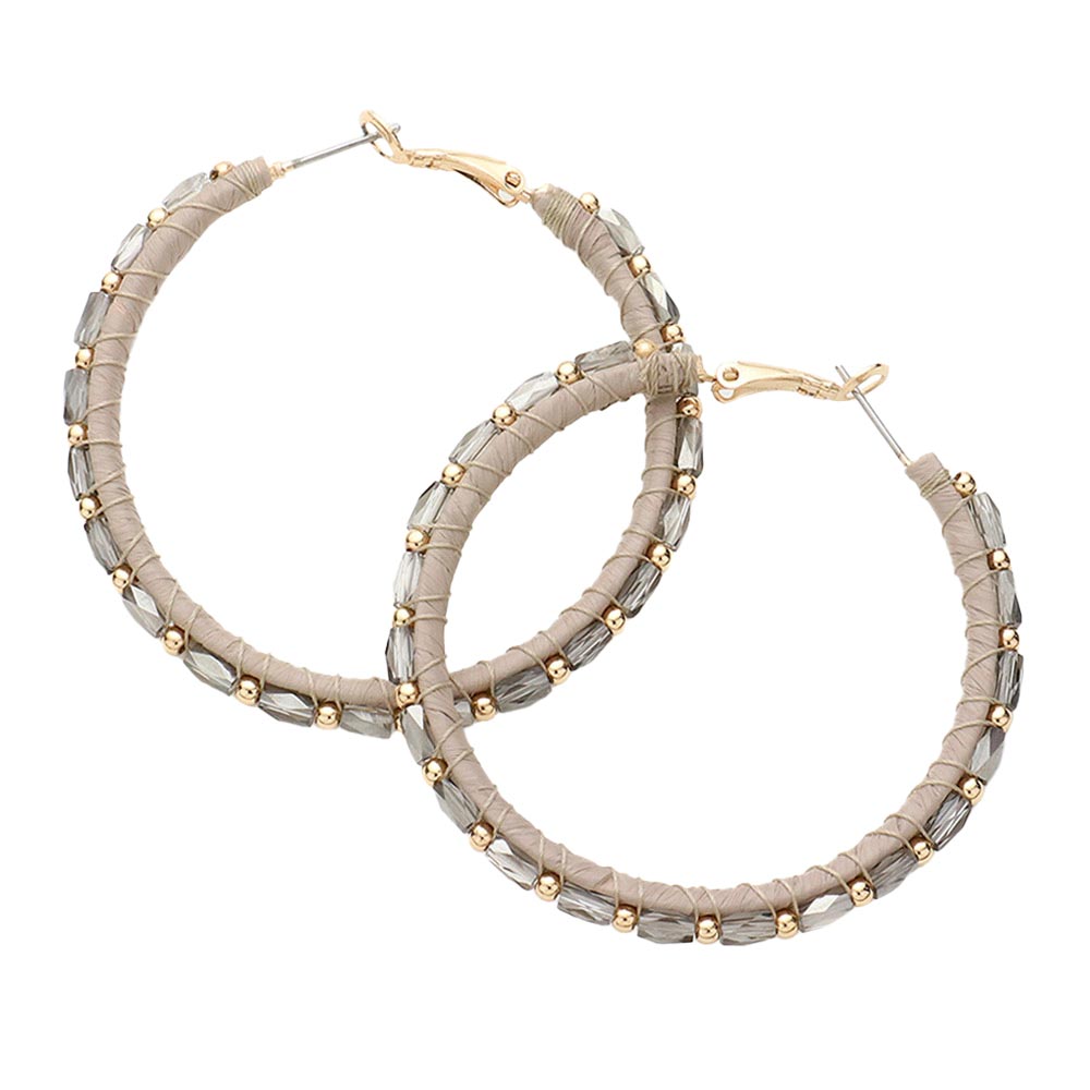 Black Diamond Metal Ball Rectangle Bead Trimmed Raffia Hoop Earrings, enhance your attire with these beautiful raffia earrings to show off your fun trendsetting style. Get a pair as a gift to express your love for any woman person or for just for you on birthdays, Mother’s Day, Anniversary, Holiday, Christmas, Parties, etc.