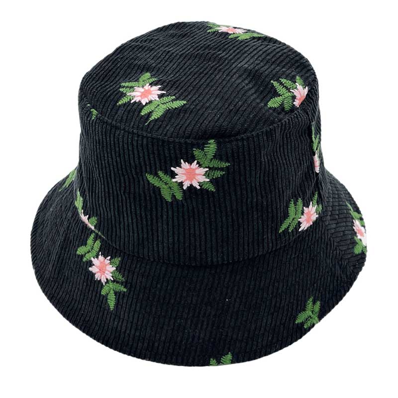 Black Embroidered Floral Corduroy Bucket Hat, show your trendy side with this floral corduroy bucket hat. adds a great accent to your wardrobe, This elegant, timeless & classic Bucket Hat looks fashionable. Perfect for that bad hair day, or simply casual everyday wear; Great gift for that fashionable on-trend friend. Perfect for both casual daily and outdoor activities, such as fishing, hunting, hiking, camping and beach.