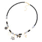 Black Enamel Smile Heart Bag Bow Pendant Station Beaded Necklace, This beaded Necklace delicately polished will enhance your look, versatile enough for wearing straight through the week, perfectly lightweight for all-day wear, coordinate with any ensemble from business casual to everyday wear, the perfect addition to every outfit. Adds a touch of nature-inspired beauty to your look.