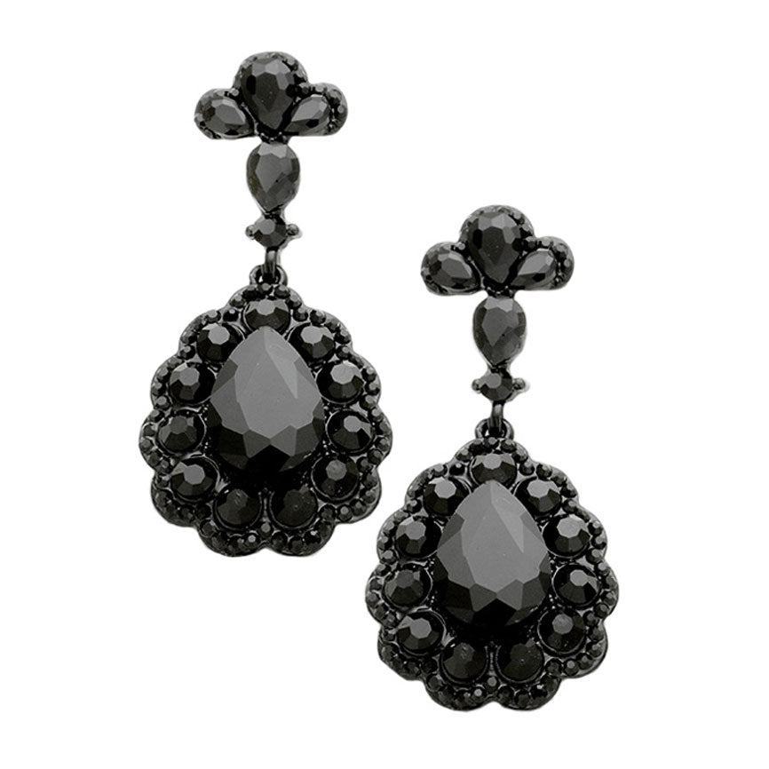 Black Evening Jewelry Glass Crystal Teardrop Earrings; get into the groove with our gorgeous handcrafted earrings, add a pop of color to your ensemble, just the right amount of shimmer & shine, touch of class, beauty and style to any special events. Perfect Birthday Gift, Anniversary Gift, Mother's Day Gift, Graduation Gift.