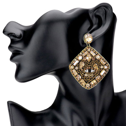 Black Evil Eye Pointed Multi Stone Embellished Square Dangle Earrings. Beautifully crafted design adds a gorgeous glow to any outfit. Jewelry that fits your lifestyle! Perfect Birthday Gift, Anniversary Gift, Mother's Day Gift, Anniversary Gift, Graduation Gift, Prom Jewelry, Just Because Gift, Thank you Gift.