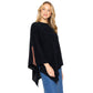 Black Fall Winter Sleeves Detailed Poncho, the perfect accessory, luxurious, trendy, super soft chic capelet, keeps you warm and toasty. You can throw it on over so many pieces elevating any casual outfit! Perfect Gift for Wife, Mom, Birthday, Holiday, Christmas, Anniversary, Fun Night Out