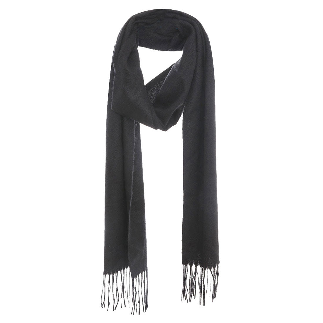 Black Fall Winter Solid Tassel Oblong Scarf, on trend & fabulous, a luxe addition to any cold-weather ensemble. Great for daily wear in the cold winter to protect you against chill, classic infinity-style scarf & amps up the glamour with plush material that feels amazing snuggled up against your cheeks.