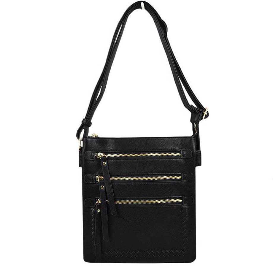 Black Fashionable Womens Soft Leather Crossbody Purse Shoulder Bag, Show your trendy side with this awesome crossbody bag. Have fun and look stylish. Versatile enough for wearing straight through the week, perfectly lightweight to carry around all day. Hands-Free Cross-Body adds an instant runway style to your look, giving it ladylike chic. This handbag is destined to become your new favorite. Detachable, adjustable crossbody strap. Exterior front zip pocket.