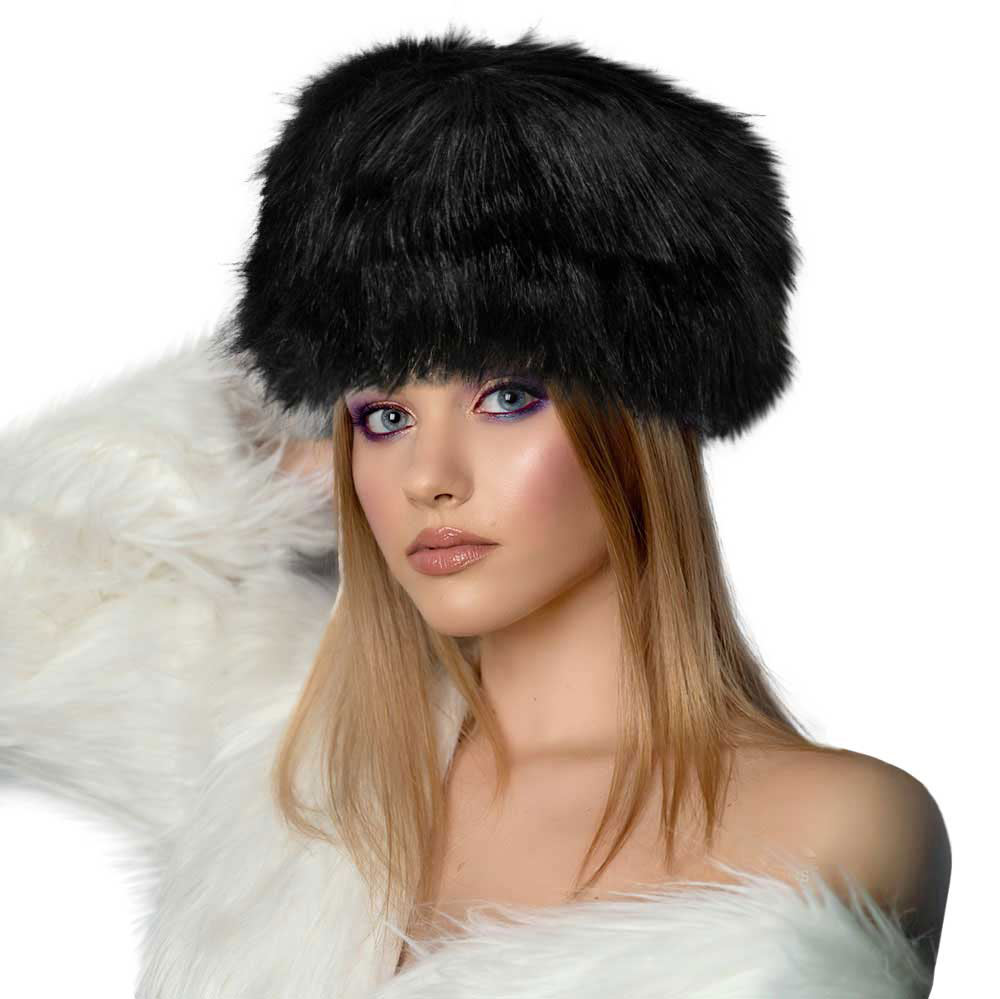 Black Faux Fur Bucket Hat, Show your trendy side with this chic Faux Fur Bucket Hat. Have fun and look Stylish anywhere outdoors. Great for covering up when you are having a bad hair day. Perfect for protecting you from the sun, rain, wind, snow, beach, pool, camping, or any outdoor activities. Amps up your outlook with confidence with this trendy bucket hat.