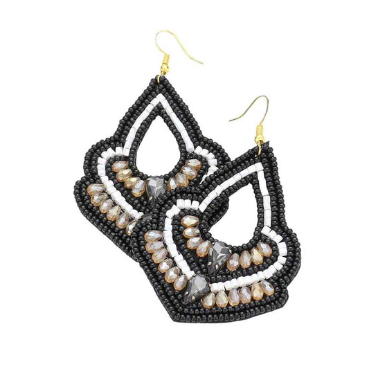 Black Felt Back Boho Multi Beaded Dangle Earrings. These Multi beaded dangle earrings are easy to put on, take off and so comfortable for daily wear. Pair these with tee and jeans and you are good to go. It will be your new favorite go-to accessory. Perfect Birthday gift, friendship day, Mother's Day, Graduation Gift.