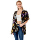 Black Flower Printed Cover Up Kimono Poncho. Lightweight and soft brushed fabric exterior fabric that make you feel more warm and comfortable. Cute and trendy poncho for women. Great for dating, hanging out, daily wear, vacation, travel, shopping, holiday attire, office, work, outwear, fall, spring or early winter. Perfect Gift for Wife, Mom, Birthday, Holiday, Anniversary, Fun Night Out.