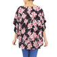 Black Flower Printed Slit Round Poncho, on trend & fabulous, a luxe addition to any weather ensemble. The perfect accessory, luxurious, trendy, super soft chic capelet, keeps you very comfortable. You can throw it on over so many pieces elevating any casual outfit! Perfect Gift for Wife, Mom, Birthday, Holiday, Anniversary, Fun Night Out.