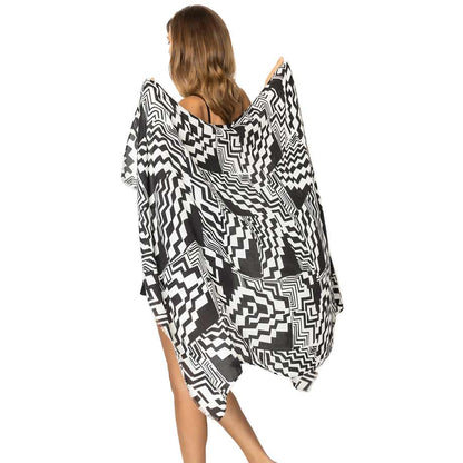 Black Geometric Printed Oblong Scarf, this timeless geometric printed oblong scarf is soft, lightweight, and breathable fabric, close to the skin, and comfortable to wear. Sophisticated, flattering, and cozy. look perfectly breezy and laid-back as you head to the beach. A fashionable eye-catcher will quickly become one of your favorite accessories.