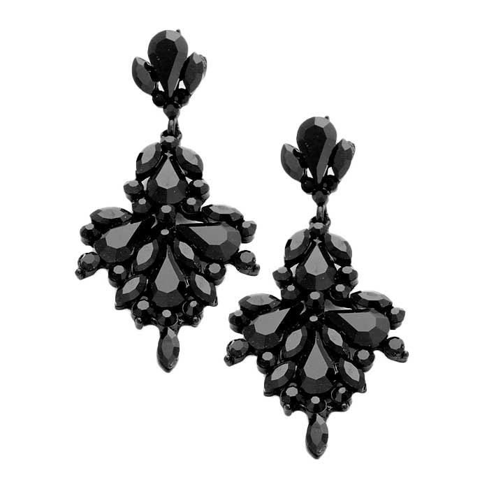 Black Glass Crystal Statement Earrings, These gorgeous Crystal pieces will show your class in any special occasion. The elegance of these crystal evening earrings goes unmatched. Perfect jewelry to enhance your look. Awesome gift for birthday, Anniversary, Valentine’s Day or any special occasion.