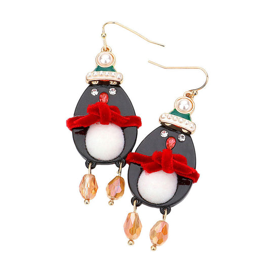 Black Gold Red White Christmas Theme Penguin Dangle Earrings. Show your spirit with these fantastic Christmas Theme Penguin Dangle Earrings! Carry the spirit of Christmas with you wherever you go. These make a great gift for someone who loves the magic of Christmas! Great gifts for Thanksgiving, New Year, Anniversary Gift, Mother's Day Gift, Graduation Gift, Gift, Birthday and other special occasions.