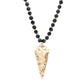 Black Hammered Metal Arrow Pendant Faceted Beads Long Necklace, The arrowhead pendant design is trendy and chic, cool and special, goes well with other accessories, make you more charming and edgy among the crowds.  This faceted beads necklace pendant is suitable for any occasion, Perfect Birthday Gift, Anniversary Gift, Mother's Day Gift. 