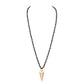 Black Hammered Metal Arrow Pendant Faceted Beads Long Necklace, The arrowhead pendant design is trendy and chic, cool and special, goes well with other accessories, make you more charming and edgy among the crowds.  This faceted beads necklace pendant is suitable for any occasion, Perfect Birthday Gift, Anniversary Gift, Mother's Day Gift. 