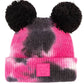 Black Hot Pink C.C Tie Dye Baby Beanie C.C Rubber Patch Double Yarn Pom, before taking your baby  running out the door into the cool air, you’ll want to reach for this toasty beanie to keep your baby incredibly warm. Accessorize the fun way with this faux fur pom pom hat, it's the autumnal touch you need to finish your outfit in style. Awesome winter gift accessory! Perfect Gift Birthday, Christmas, Stocking Stuffer, Secret Santa, Holiday, Anniversary, Valentine's Day, Loved One.
