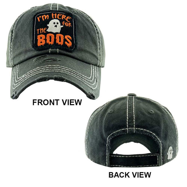 Black I'm Here For The Boos Halloween Ghost Vintage Baseball Cap, add a glowing perfection to your Halloween costume. Its attractiveness makes your presence means to the places you will be. The ghost-themed Baseball cap makes you sparkly at the party and gets many compliments. Show your trendy choice with this lovely Baseball cap. These Halloween cap is perfect for a night out, outdoor events, hip hop fashion, Halloween costumes, shopping, dating.