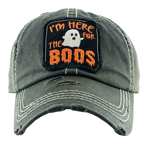 Black I'm Here For The Boos Halloween Ghost Vintage Baseball Cap, add a glowing perfection to your Halloween costume. Its attractiveness makes your presence means to the places you will be. The ghost-themed Baseball cap makes you sparkly at the party and gets many compliments. Show your trendy choice with this lovely Baseball cap. These Halloween cap is perfect for a night out, outdoor events, hip hop fashion, Halloween costumes, shopping, dating.