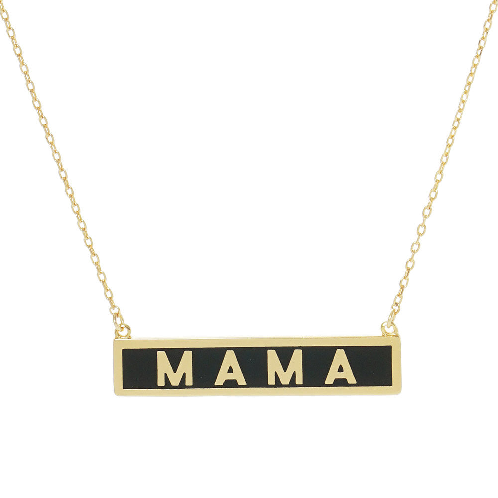 Black MAMA Gold Dipped Enamel Rectangle Message Pendant Necklace, these MAMA dipped necklace can light up any outfit, This piece is versatile and goes with practically anything! Make your mother feel special by giving this MAMA Metal Bar pendant necklace as a gift and expressing your love for your mother on this Mother's Day. This Enamel MAMA Pendant Necklace is perfect Mother's Day gift for all the special women in your life, be it mother, wife, sister or daughter.