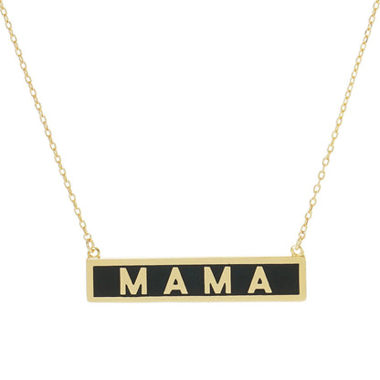 Black MAMA Gold Dipped Enamel Rectangle Message Pendant Necklace, these MAMA dipped necklace can light up any outfit, This piece is versatile and goes with practically anything! Make your mother feel special by giving this MAMA Metal Bar pendant necklace as a gift and expressing your love for your mother on this Mother's Day. This Enamel MAMA Pendant Necklace is perfect Mother's Day gift for all the special women in your life, be it mother, wife, sister or daughter.