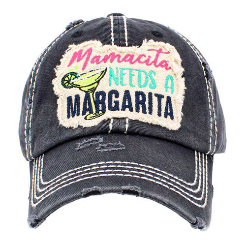 Black Mamacita Needs a Margarita Message Vintage Baseball Cap. Fun, cool, vintage baseball cap for men! Perfect for a bad hair day, you can pull your messy bun or high ponytail through, perfect to keep your hair away from you face while exercising, running, playing tennis or just taking a walk outside. Adjustable Velcro strap gives you the perfect fit.