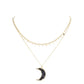 Black Metal Star Station Druzy Crescent Moon Pendant Double Layered Necklace. Beautifully crafted design adds a gorgeous glow to any outfit. Jewelry that fits your lifestyle! Perfect Birthday Gift, Anniversary Gift, Mother's Day Gift, Anniversary Gift, Graduation Gift, Prom Jewelry, Just Because Gift, Thank you Gift.