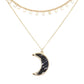 Black Metal Star Station Druzy Crescent Moon Pendant Double Layered Necklace. Beautifully crafted design adds a gorgeous glow to any outfit. Jewelry that fits your lifestyle! Perfect Birthday Gift, Anniversary Gift, Mother's Day Gift, Anniversary Gift, Graduation Gift, Prom Jewelry, Just Because Gift, Thank you Gift.
