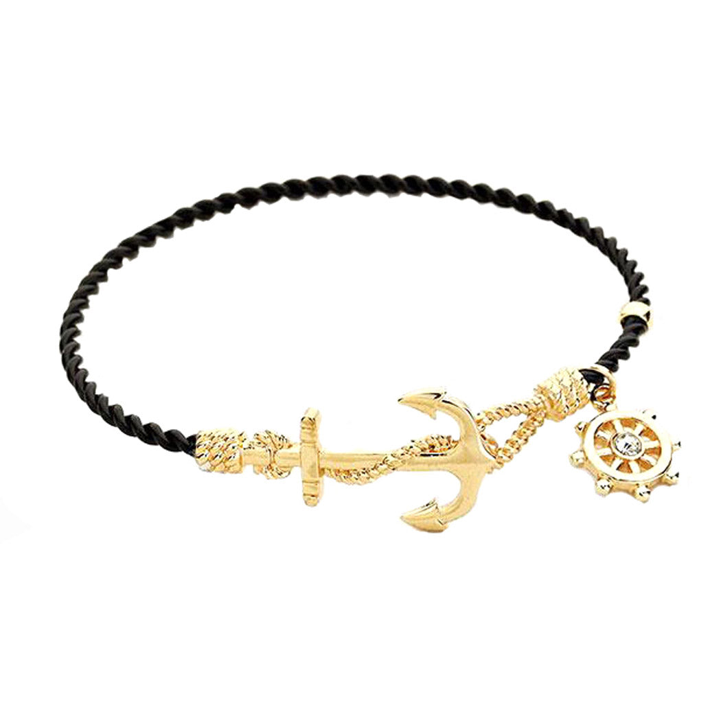 Black Nautical Anchor Helm Charm Hook Bracelet, add a a nautical theme to your outfit with this beautiful anchor bracelet. Hook closure makes it easy to put on, be vacation ready with this cute bracelet. Perfect Birthday Gift, Mother's Day Gift, Anniversary Gift, Vacation Getaway, Thank you Gift, Black Nautical Bracelet