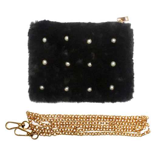 Black Pearl Embellished Faux Leather Mini Crossbody Bag, look like the ultimate fashionista when carrying this small chic bag, great for when you need something small to carry or drop in your bag. Keep your keys handy & ready for opening doors as soon as you arrive.