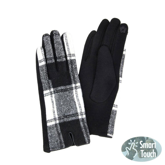 Black Plaid Check Patterned Touch Smart Gloves, are extra warm, cozy, and beautiful plaid check patterned gloves that will protect you from the cold weather while you're outside and amp your beauty up in perfect style. These touch smart gloves are equipped with touchscreen technology in thumbs and index fingers. It allows you use smart phone and tablet while wearing gloves. You can tap and swipe with precision and ease while keeping hands warm in the cold weather.