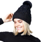 Black Pom Pom Multi Color Lurex Knit Beanie Hat, The winter hats for women is made of high-quality material, safe and harmless, soft, warm, breathable and comfortable to wear. Accessorize the fun way with this faux fur pom pom lurex beanie hat, the autumnal touch you need to finish your outfit in style. Awesome winter gift accessory! Perfect Gift Birthday, Christmas, Holiday, Anniversary, Valentine’s Day, Loved One.