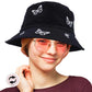 Black Reversible Butterfly Pattern Bucket Hat, whether you’re basking under the summer sun at the beach, lounging by the pool, or kicking back with friends at the lake, a great hat can keep you cool and comfortable even when the sun is high in the sky. Large, comfortable, and perfect for keeping the sun off of your face.
