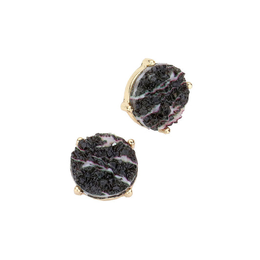Black Round Druzy Stud Earrings. Get ready with these bright earrings, put on a pop of color to complete your ensemble. Perfect for adding just the right amount of shimmer & shine and a touch of class to special events. Perfect Birthday Gift, Anniversary Gift, Mother's Day Gift, Graduation Gift.