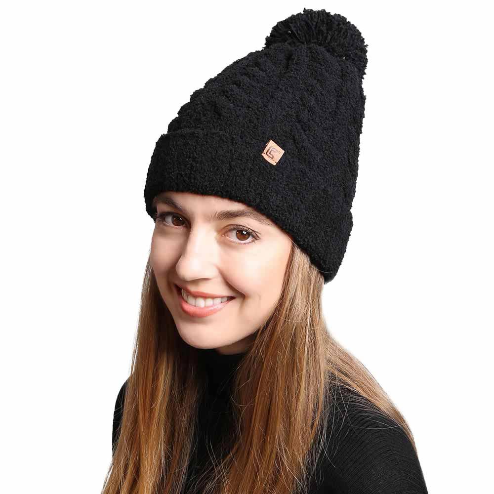 Black Solid Color Pom-Pom Beanie, Coordinate with any outfit before going out in the winter or cold days for perfect warmth and comfortability in perfect style. It keeps you warm, toasty, and totally unique everywhere. It's an awesome winter gift accessory for Birthdays, Christmas, Stocking stuffers, holidays, anniversaries, and Valentine's Day to friends, family, and loved ones. Happy winter!