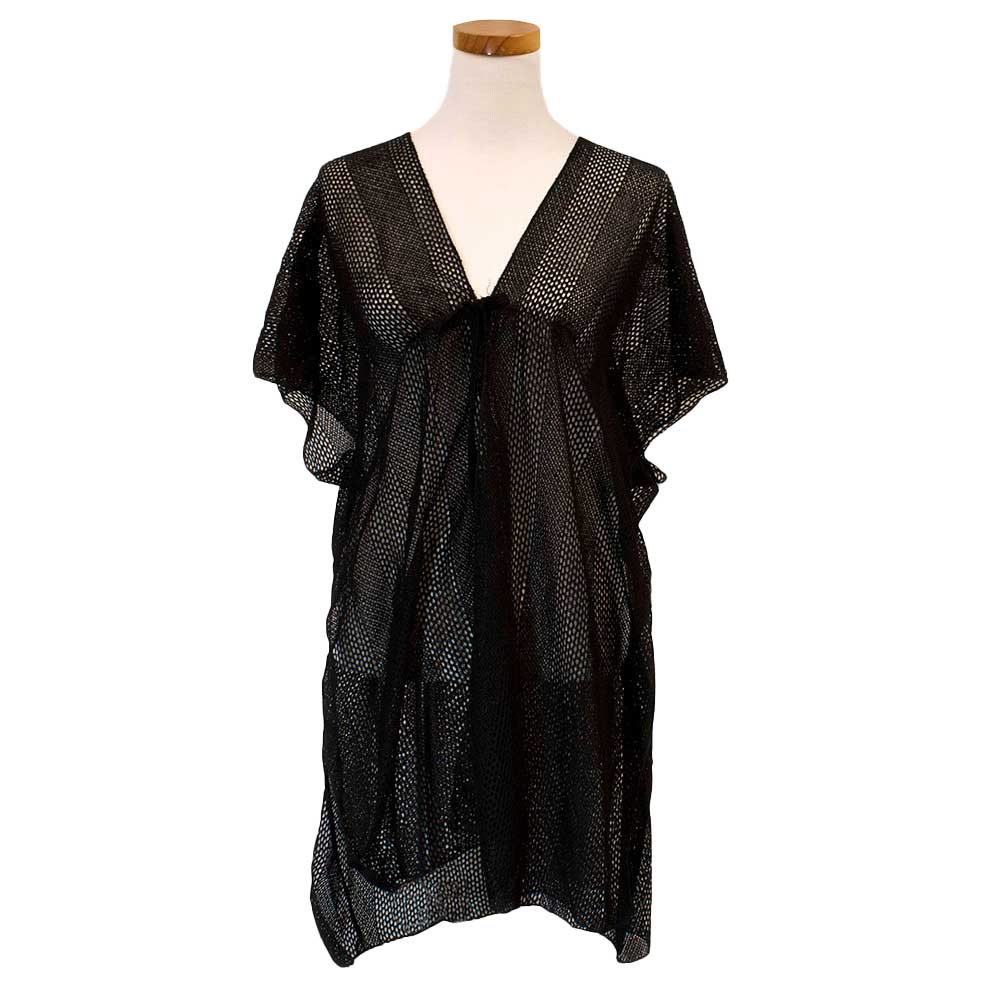 Black Solid Cover Up Kimono Poncho, The lightweight Kimono poncho top is made of soft and breathable Polyester material. short sleeve swimsuit cover up with open front design, simple basic style, easy to put on and down. Perfect Gift for Wife, Mom, Birthday, Holiday, Anniversary, Fun Night Out.