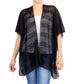 Black Striped Net Cover Up Kimono Poncho, on trend & fabulous, a luxe addition to any weather ensemble. The perfect accessory, luxurious, trendy, super soft chic capelet, keeps you very comfortable. You can throw it on over so many pieces elevating any casual outfit! Perfect Gift for Wife, Mom, Birthday, Holiday, Anniversary, Fun Night Out.