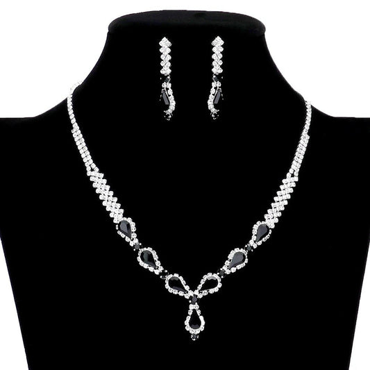 Teardrop Stone Accented Rhinestone Necklace